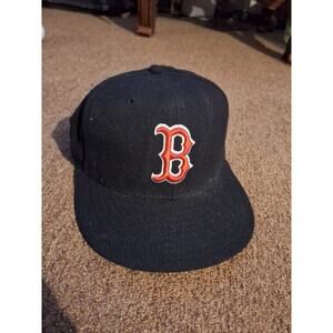 Boston New Era Hat cap Flat Brim One Size - Navy Blue